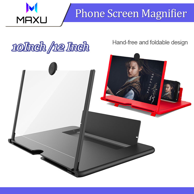 10/12 Inch Phone Screen Magnifier Anti-Radiation 3D Pull-out Type Video Enlarge Screen Amplifier Phone Bracket Holder