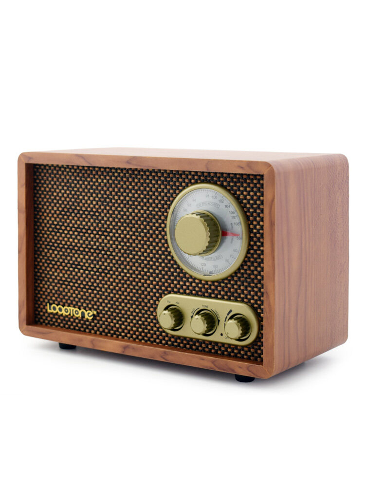 LoopTone Tabletop AM/FM Hi-Fi Bluetooth Radio Vintage Retro Classic Radio W/ Built-in Speaker Treble&Bass Control Hand-crafted Wood