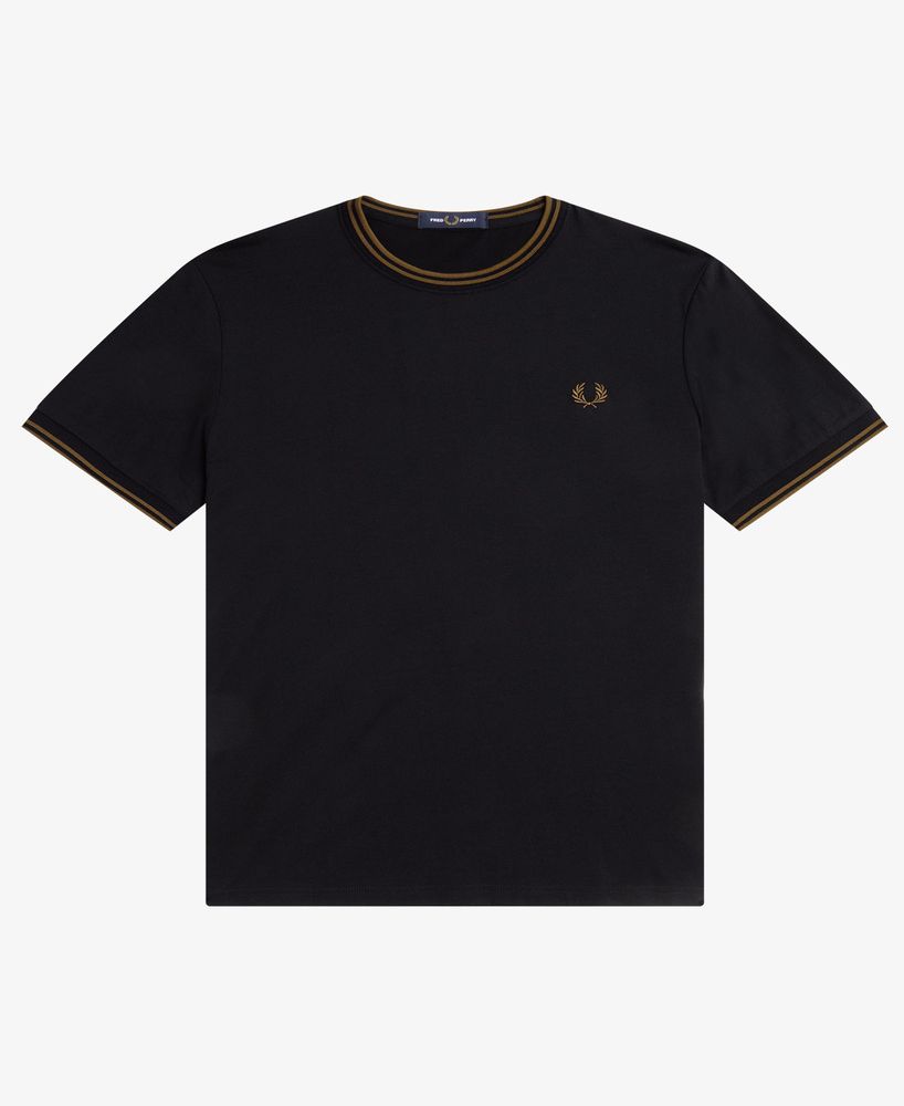 Fred Perry M1588 Twin Tipped T-Shirt (Black / Shaded Stone)