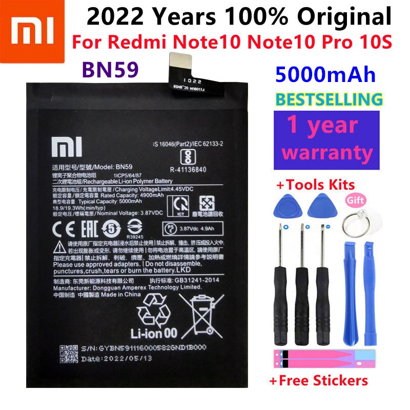 100% Original High Quality New BN59 5000Mah Battery For Suitable For Xiaomi Redmi Note10 Note 10 Pro 10S Note 10Pro Global Batteries Tools