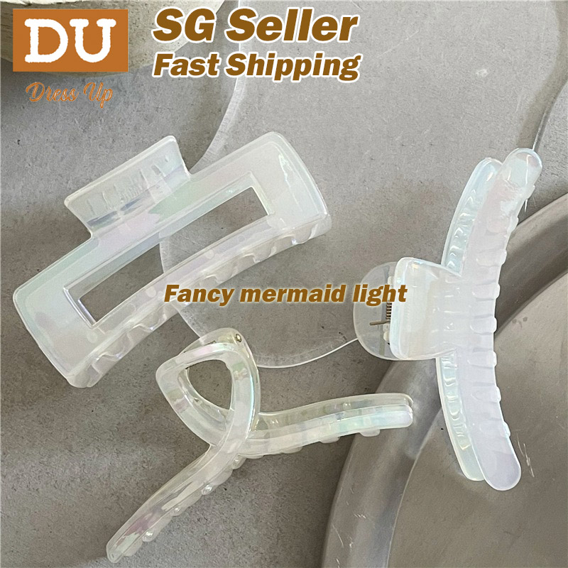 [SG?‍Fairy Tale] Mermaid Light Big Hair Claw Korean Style Hair Grip Hair Clip Hairpin Hair Accessories for Women, Dress Up