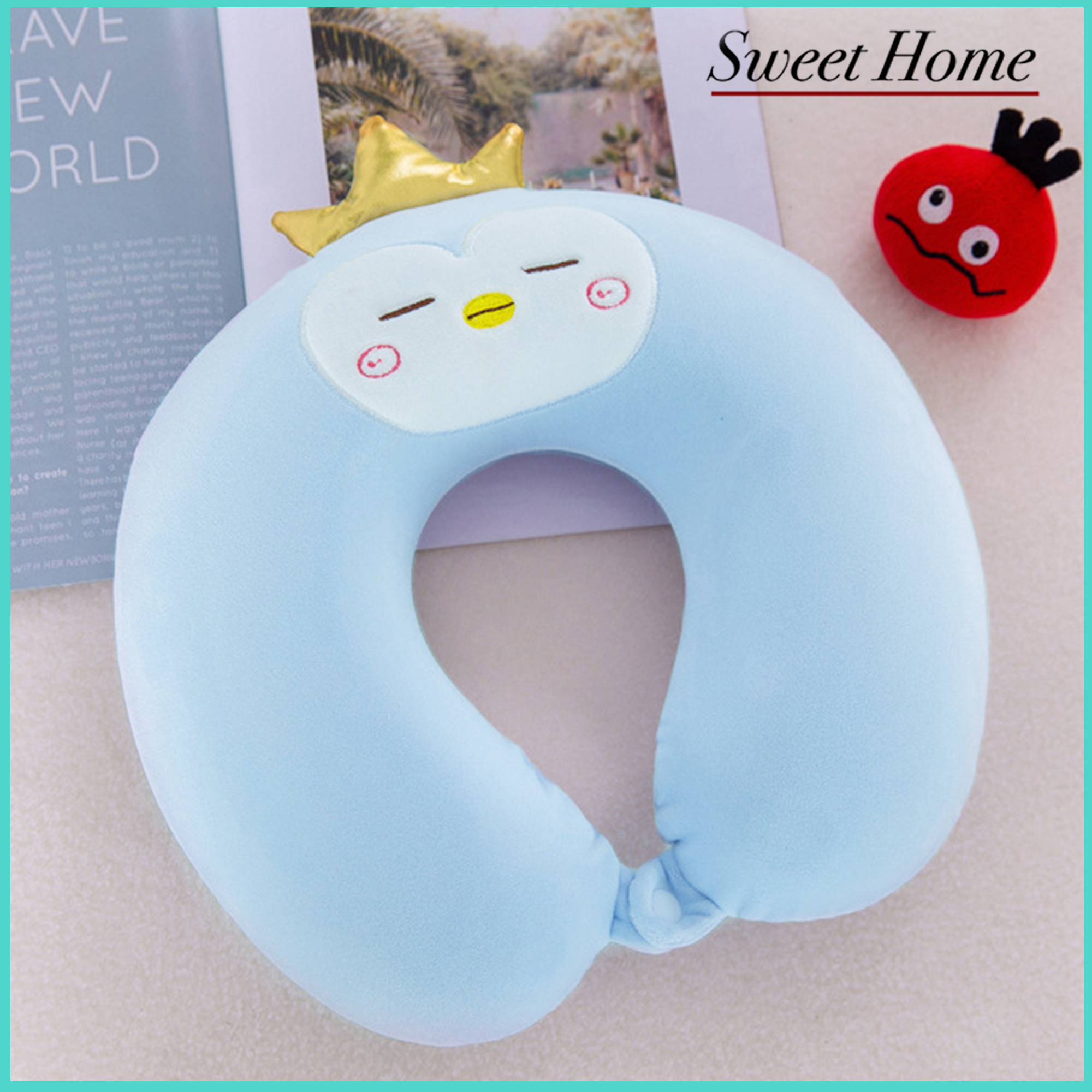 Cartoon Memory Foam U-Shaped Pillow Airplane Car Flight Head Neck Support Pillow with Washable Cover for Adults Toddler