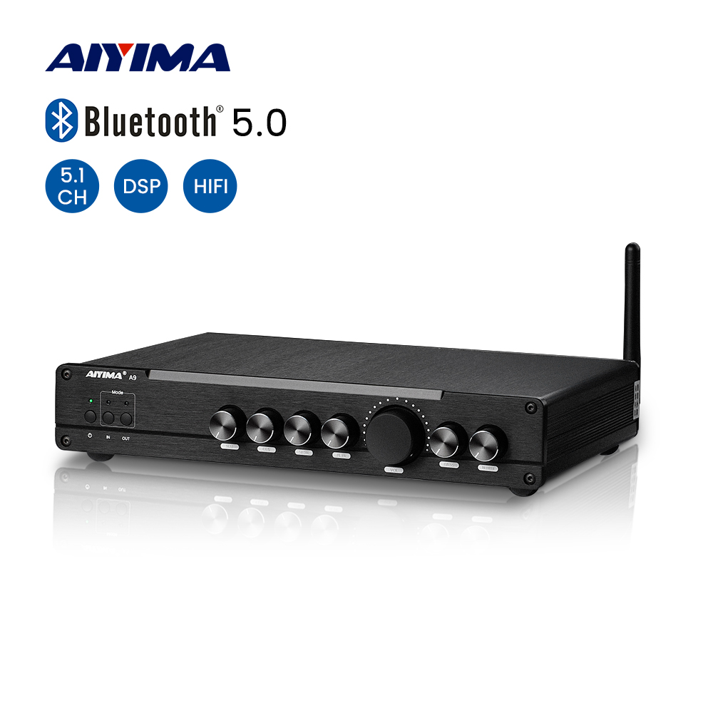 AIYIMA  A9 HIFI Subwoofer Amplifier 100W 5.1 Surround Sound COAX OPT Home Theater AMP BT 5.0 aptX HD DSP LDAC