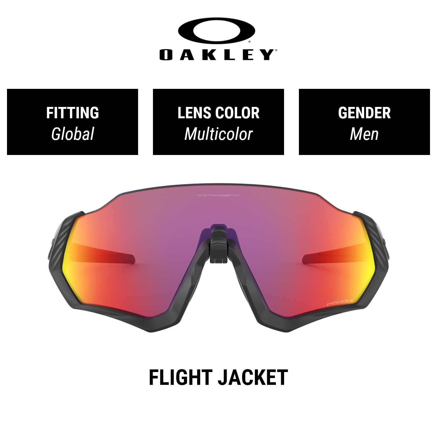 Oakley Flight Jacket  OO9401 940101  Men Global Fitting  PRIZM Sunglasses  Size 137mm